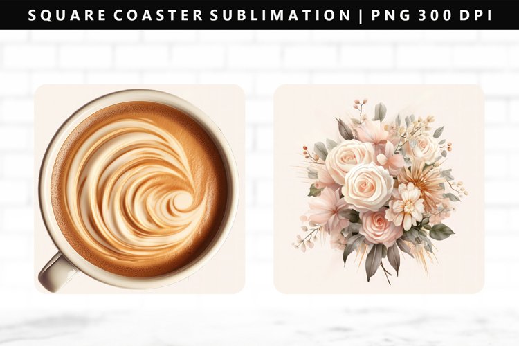 Flower Square Coaster Design | Square Coaster PNG