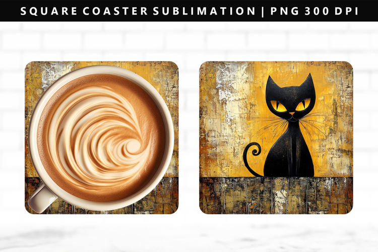 Cats Square Coaster Design | Square Coaster PNG example image 1
