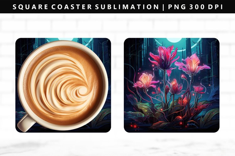 Flower Square Coaster Design | Square Coaster PNG