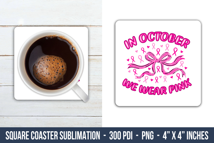 Breast Cancer Square Coaster | Square Coaster Png