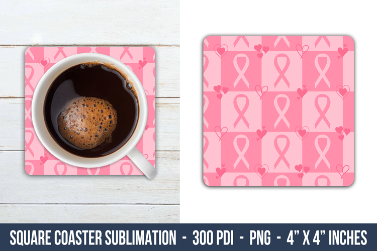 Breast Cancer Pattern Square Coaster | Square Coaster