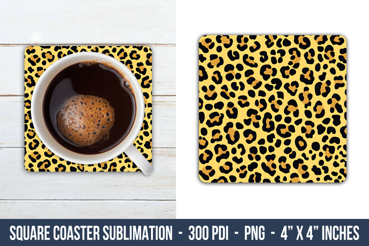 Leopard Print Square Coaster | Square Coaster Png