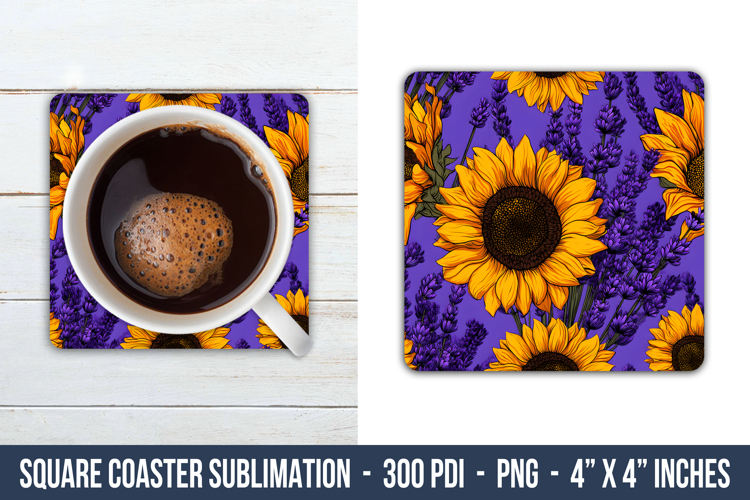 Lavender & Sunflower Square Coaster | Square Coaster