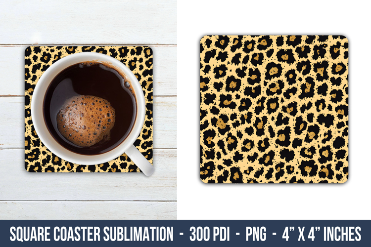 Leopard Print Square Coaster | Square Coaster Png
