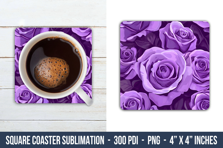Purple Rose Flower Square Coaster | Square Coaster Png