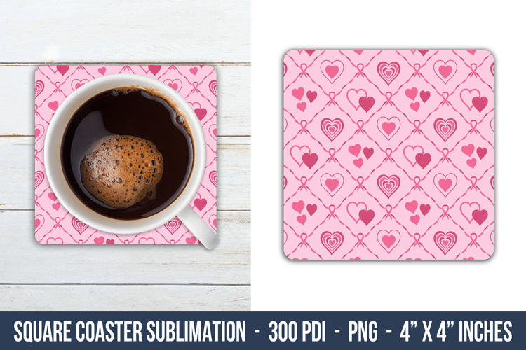 Breast Cancer Pattern Square Coaster | Square Coaster