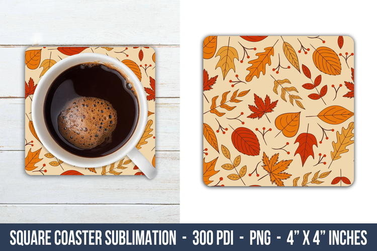 Autumn Leaves Pattern Square Coaster | Square Coaster