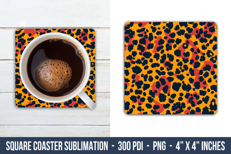 Leopard Print Square Coaster | Square Coaster Png