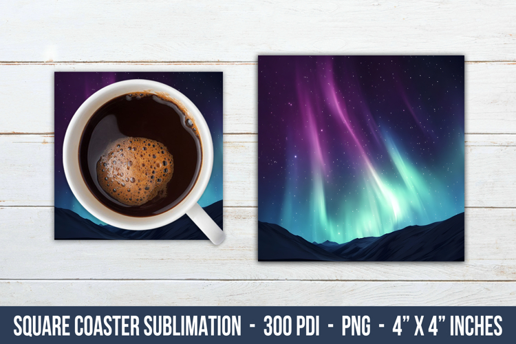 Northern Lights Square Coaster | Square Coaster Png