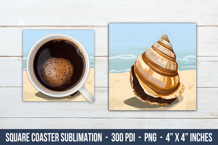 Seashell Square Coaster | Square Coaster Sublimation
