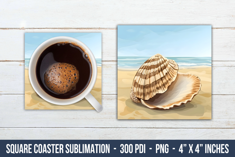 Seashell Square Coaster | Square Coaster Sublimation