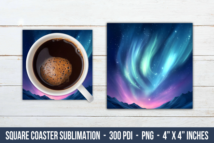 Northern Lights Square Coaster | Square Coaster Png