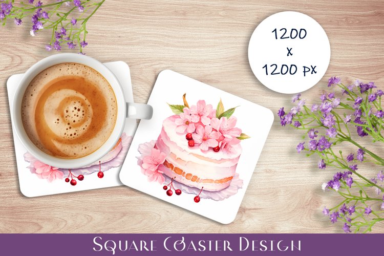 Cake Coaster Sublimation. Spring Cake Coaster Design