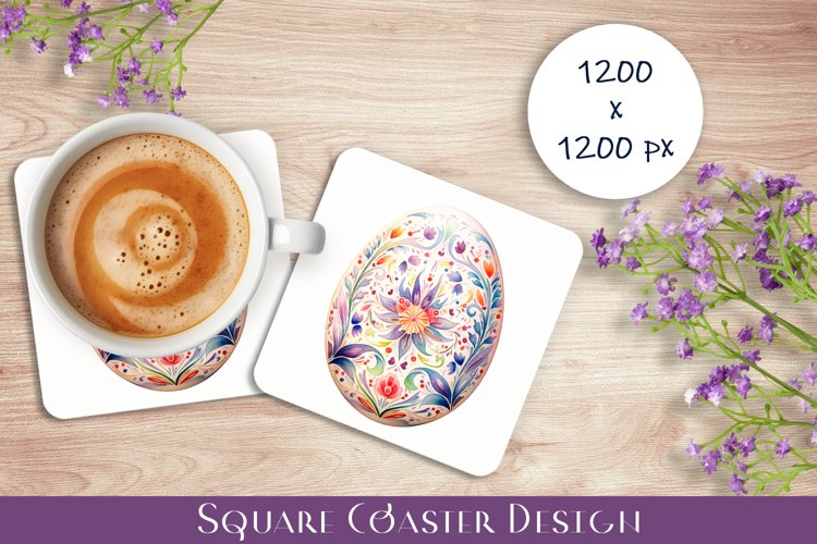 Peach color Easter Square Coaster Sublimation