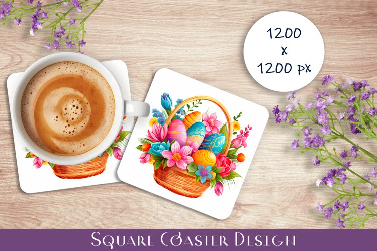 Peach color Easter Square Coaster Sublimation