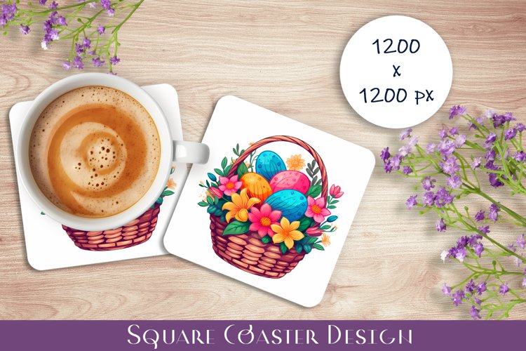 Peach color Easter Square Coaster Sublimation