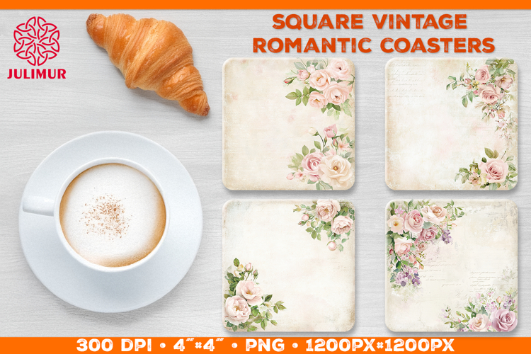 Vintage Romantic Shabby Chic Roses Square Coasters