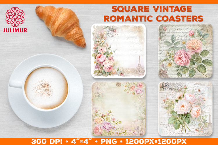 Vintage Romantic Shabby Chic Roses Square Coasters