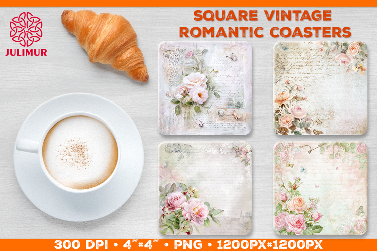 Vintage Romantic Shabby Chic Roses Square Coasters
