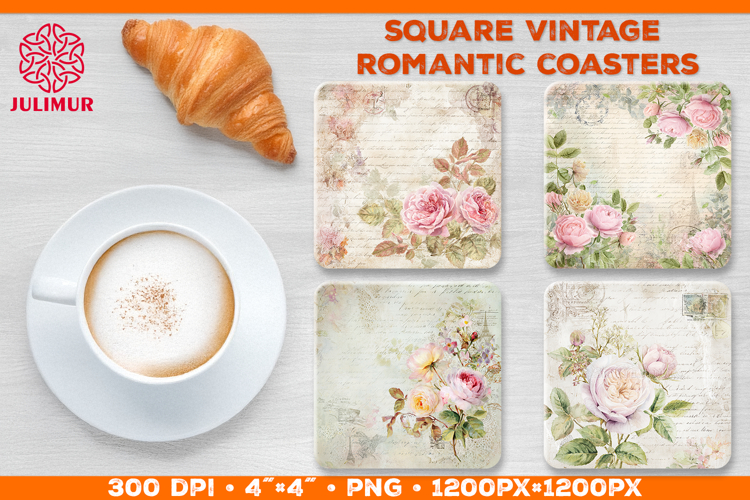 Vintage Romantic Shabby Chic Roses Square Coasters