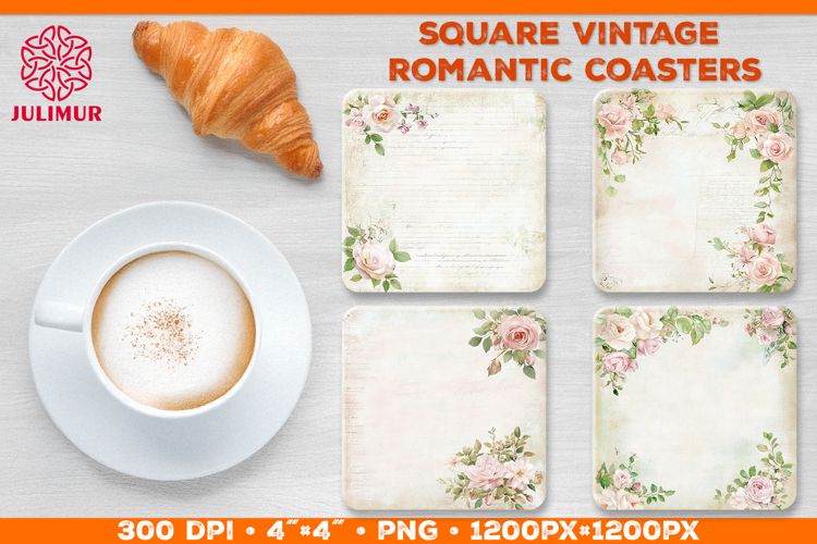 Vintage Romantic Shabby Chic Roses Square Coasters