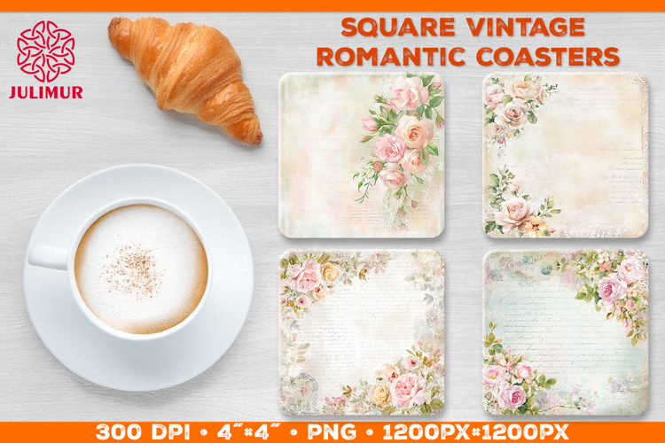 Vintage Romantic Shabby Chic Roses Square Coasters