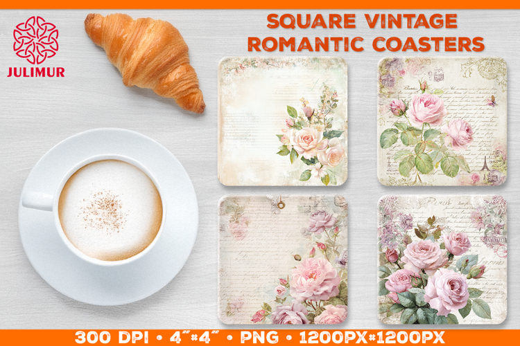 Vintage Romantic Shabby Chic Roses Square Coasters