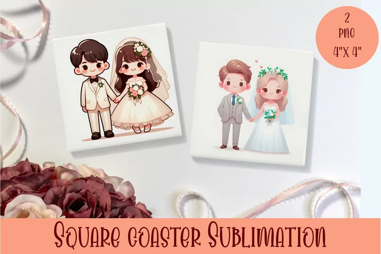 Watercolor Love Coaster Sublimation Square coaster design