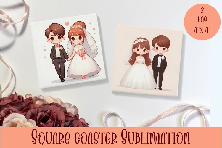 Watercolor Love Coaster Sublimation Square coaster design
