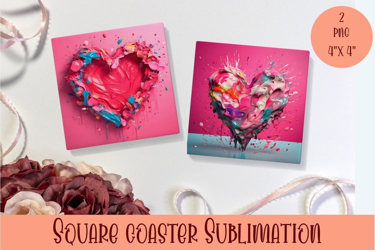 Valentine Square Coaster Design | Square Coaster PNG