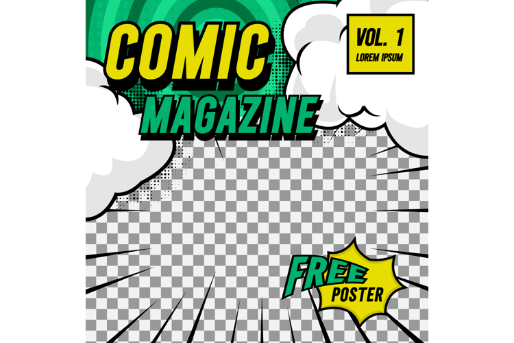 Square comic cover front page layout background template