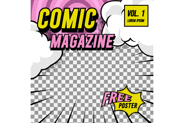 Square comic cover front page layout background template des