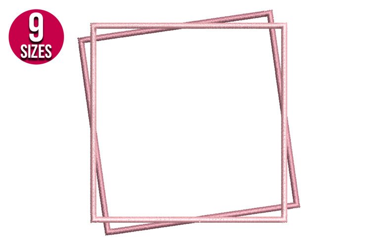 Square Frame Machine Embroidery Design | Digital File example image 1