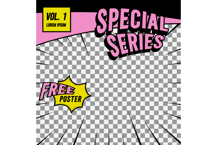 Square simple comic cover front page layout template concept