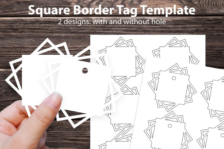 Square gift tag with fancy border hang tag template