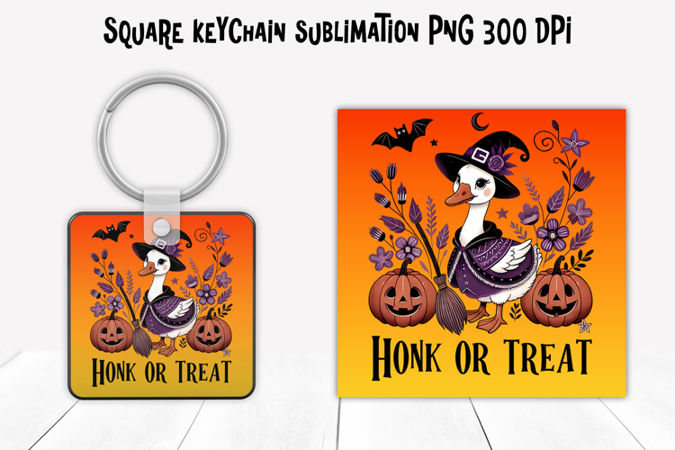 Halloween goose square keychain | Halloween keychain PNG