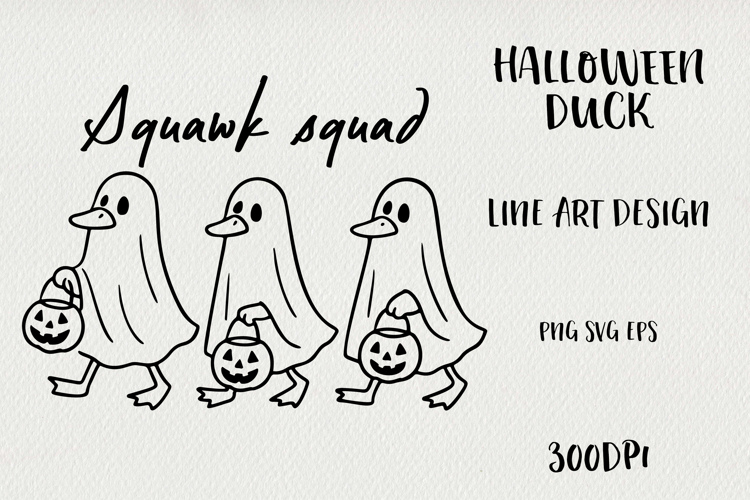 Line Art Cute Halloween Duck | EPS, SVG, PNG