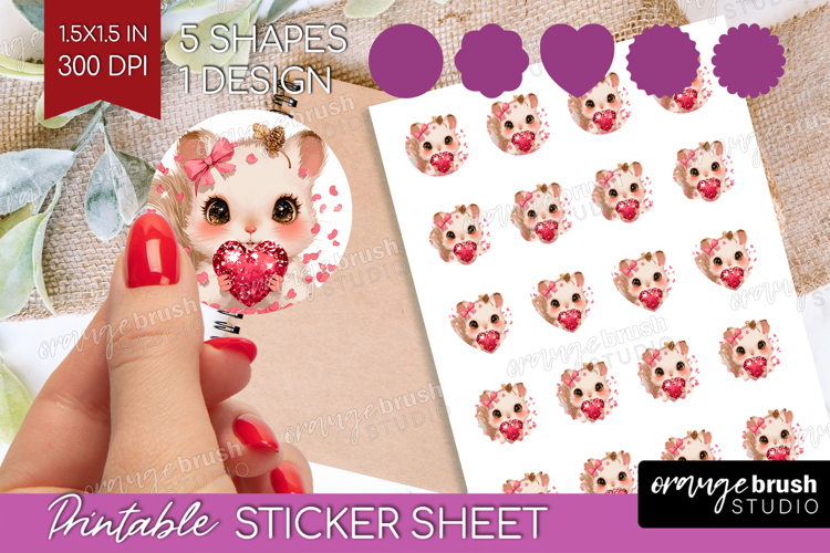 Squirrel Valentine Round Sticker Cute Valentines Day