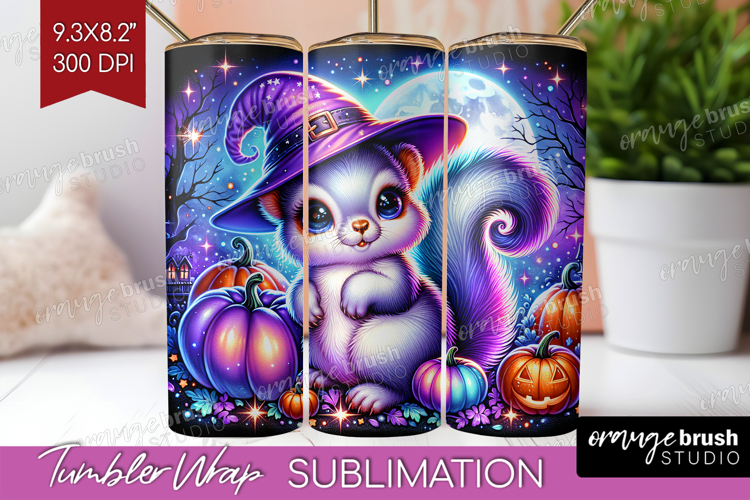 Squirrel Halloween Tumbler Wrap Cute Animal Tumbler PNG