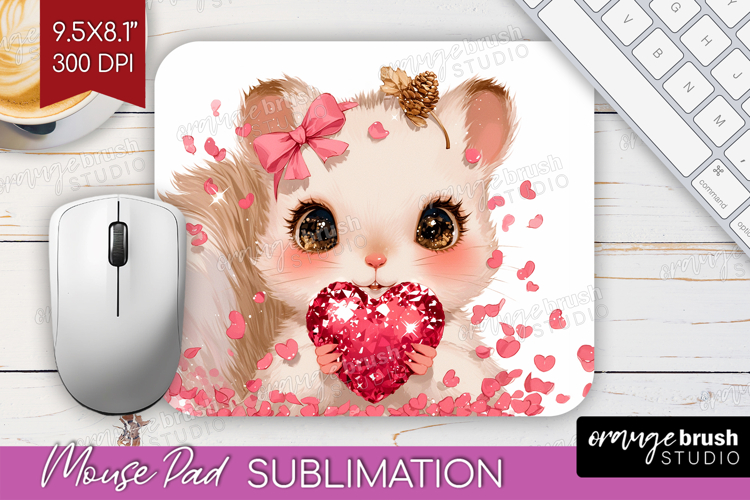 Squirrel Valentine Mouse Pad Sublimation Cute Valentines Day