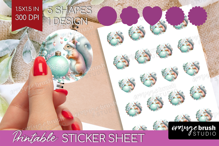 Squirrel Pastel Christmas Round Sticker Coquette Xmas
