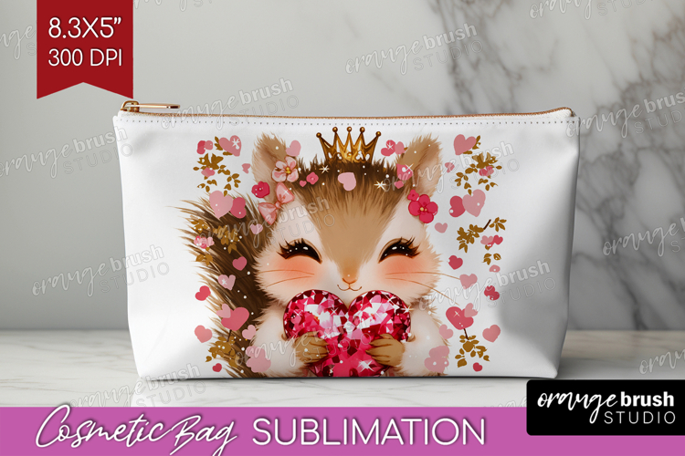 Squirrel Valentine Cosmetic Bag Cute Valentines Day Makeup