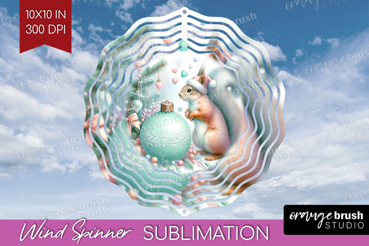 Squirrel Pastel Christmas Wind Spinner Sublimation PNG example image 1