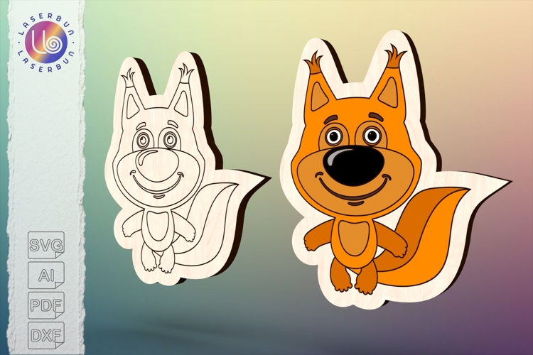 Little squirrel vector for laser crafts, woodland animal