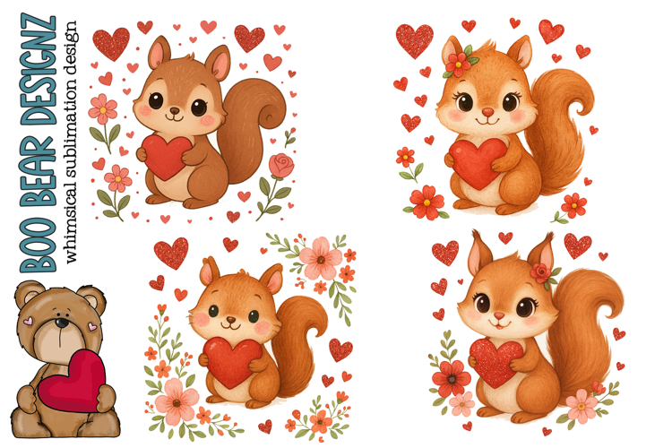 Valentines Day Squirrel Clipart