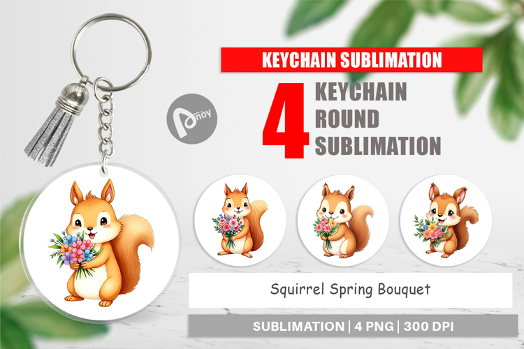 Keychain Squirrel Spring Bouquet