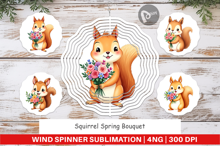 Wind Spinner Squirrel Spring Bouquet