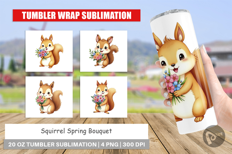 Tumbler Squirrel Spring Bouquet