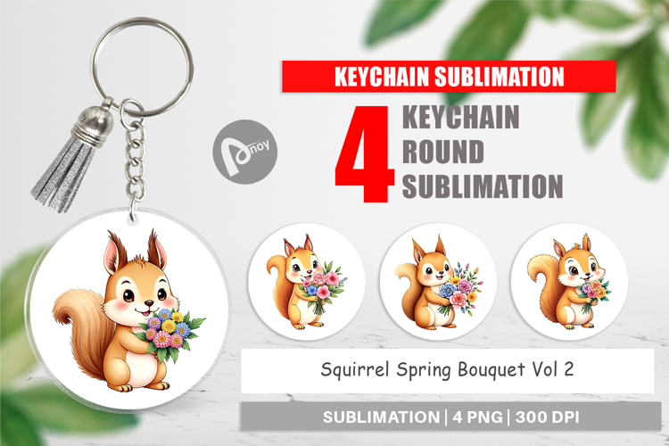 Keychain Squirrel Spring Bouquet