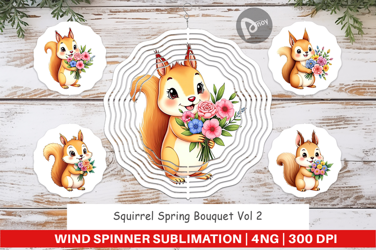 Wind Spinner Squirrel Spring Bouquet